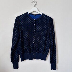 Paul Smith Black Polka Dot Cardigan Blue Cotton Blend Crewneck Size L